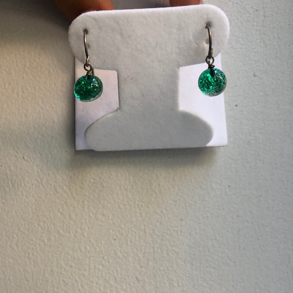 Green Metallic Foil Earrings - Picture 2 of 6